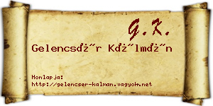 Gelencsér Kálmán névjegykártya